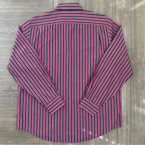 Michael Kors Men’s Striped Button Down Shirt Pink Grey White Cotton XL - Picture 4 of 8